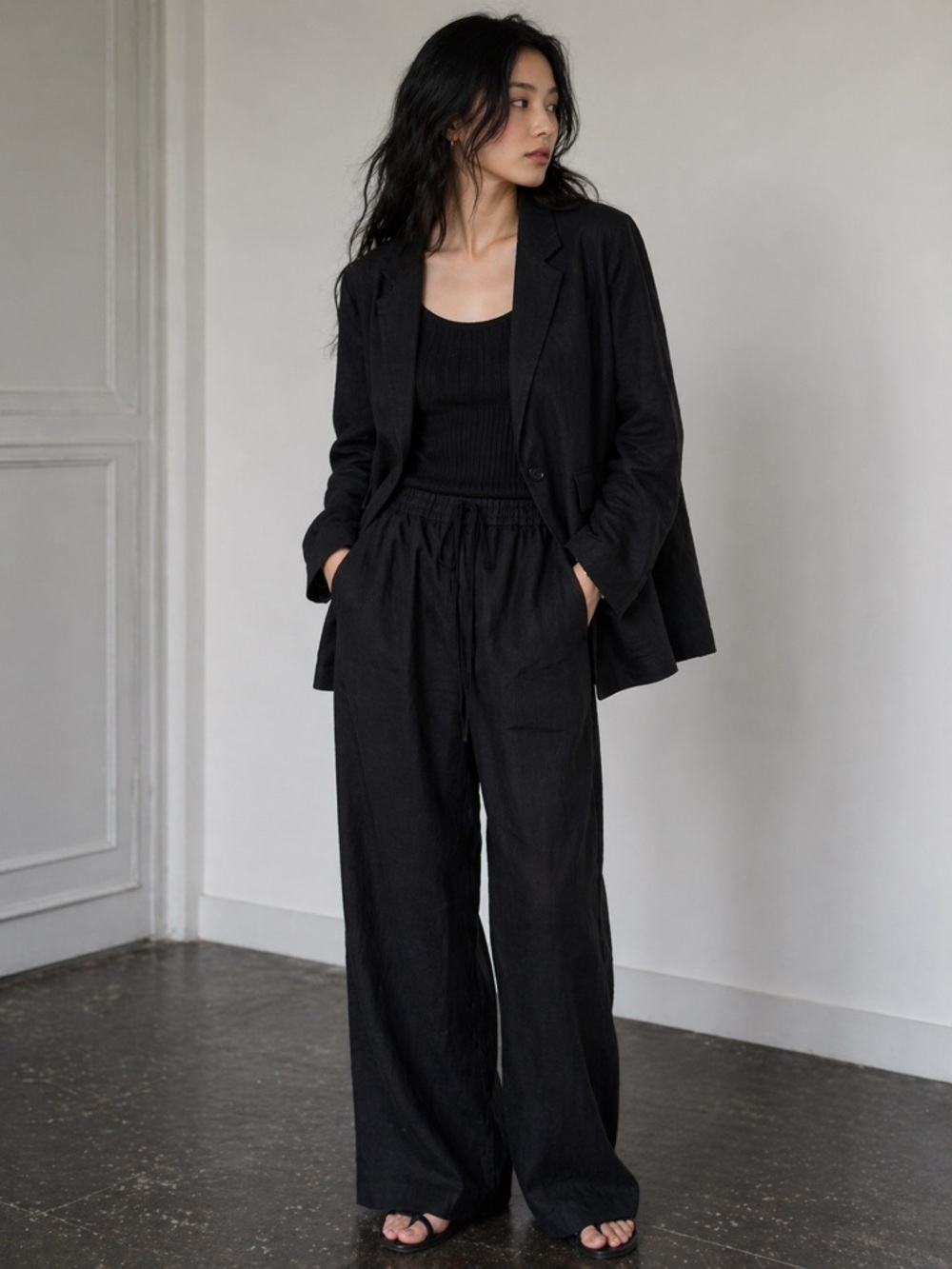 COS Black 100% Linen Blazer and pants set